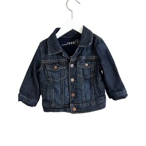 Baby Gap Denim Jacket Dark Wash Jean Coat Copper Buttons 12-18 Months Kids